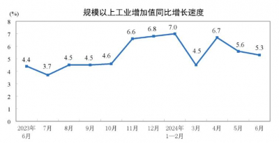 2024年6月制造业增加值同比增长5.5%